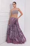 Buy_OMAL SINDWANI_Purple Georgette Printed Marble Sweetheart Lehenga With Blouse _at_Aza_Fashions