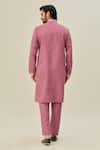 Shop_Arihant Rai Sinha_Pink Premium Linen Cotton Solid Plain Kurta And Pant Set _at_Aza_Fashions