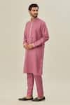 Buy_Arihant Rai Sinha_Pink Premium Linen Cotton Solid Plain Kurta And Pant Set _Online_at_Aza_Fashions