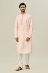 Buy_Arihant Rai Sinha_Pink Semi Cotton Digital Printed Checkered Pattern Kurta _at_Aza_Fashions