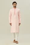 Arihant Rai Sinha_Pink Semi Cotton Digital Printed Checkered Pattern Kurta _Online_at_Aza_Fashions