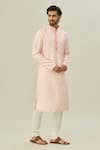 Buy_Arihant Rai Sinha_Pink Semi Cotton Digital Printed Checkered Pattern Kurta _Online_at_Aza_Fashions