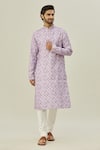 Buy_Arihant Rai Sinha_Purple Semi Cotton Digital Printed Abstract Kurta _at_Aza_Fashions