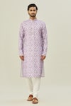 Arihant Rai Sinha_Purple Semi Cotton Digital Printed Abstract Kurta _Online_at_Aza_Fashions