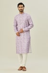 Buy_Arihant Rai Sinha_Purple Semi Cotton Digital Printed Abstract Kurta _Online_at_Aza_Fashions