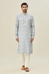 Arihant Rai Sinha_Blue Cotton Embroidery Mandala Butti Print Kurta _Online_at_Aza_Fashions