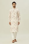 Arihant Rai Sinha_White Semi Cotton Print Floral Kurta _Online_at_Aza_Fashions