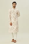 Buy_Arihant Rai Sinha_White Semi Cotton Print Floral Kurta _Online_at_Aza_Fashions