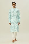 Arihant Rai Sinha_Blue Cotton Floral Bloom Print Kurta _Online_at_Aza_Fashions