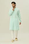 Buy_Arihant Rai Sinha_Green Jacquard Art Soft Silk Woven Floral Self Design Kurta With Churidar _Online_at_Aza_Fashions