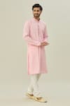 Buy_Arihant Rai Sinha_Pink Jacquard Art Soft Silk Woven Floral Bloom Self Design Kurta _Online_at_Aza_Fashions