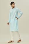 Buy Arihant Rai Sinha Blue Jacquard, Silk Embroidery Floret Self Design Kurta With Churidar Online at Aza Fashions Buy_Arihant Rai Sinha_Blue Jacquard, Silk Embroidery Floret Self Design Kurta With Churidar _Online_at_Aza_Fashions