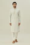 Arihant Rai Sinha_Grey Jacquard, Silk Embroidery Mandala Butti Pattern Straight Kurta _Online_at_Aza_Fashions