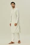 Buy_Arihant Rai Sinha_Grey Jacquard, Silk Embroidery Mandala Butti Pattern Straight Kurta _Online_at_Aza_Fashions