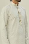 Shop_Arihant Rai Sinha_Grey Jacquard, Silk Embroidery Mandala Butti Pattern Straight Kurta _Online_at_Aza_Fashions