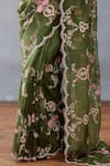 Torani_Green Organza Embroidered Floral Dil Raaz Raha Printed Saree  _Online_at_Aza_Fashions