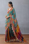 Torani_Multi Color Diamond Silk Dil Rang Azaliya And Pompom Tasseled Saree  _Online_at_Aza_Fashions