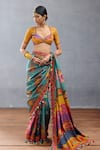 Buy_Torani_Multi Color Diamond Silk Dil Rang Azaliya And Pompom Tasseled Saree  