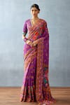 Buy_Torani_Purple Jeni Silk Printed Floral Dil Kusha Anam Saree  _at_Aza_Fashions