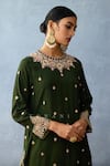 Torani_Green Silk Slub Printed Floral Round Dil Shaad Urvi Kurta Pant Set  _at_Aza_Fashions