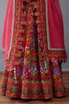 Buy_Torani_Red Jeni Silk Printed Floral Sweetheart Dil Surkh Eeda Lehenga Set 