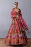 Buy_Torani_Red Jeni Silk Printed Floral Sweetheart Dil Surkh Eeda Lehenga Set _at_Aza_Fashions