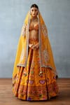 Torani_Yellow Jeni Silk Printed Floral Sweetheart Dil Seher Uma Geometric Lehenga Set _at_Aza_Fashions