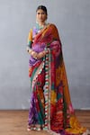 Buy_Torani_Multi Color Organza Digital Print Phool Aashiyana Dil Rang Nigar Saree _at_Aza_Fashions