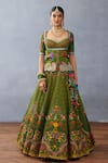 Torani_Green Jeni Silk Printed Rose Dil Saaz Lara Bridal Lehenga Set _Online_at_Aza_Fashions