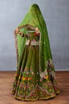 Torani_Green Jeni Silk Printed Rose Dil Saaz Lara Bridal Lehenga Set _at_Aza_Fashions