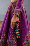 Buy_Torani_Purple Jeni Silk Printed Mughal Round Dil Kusha Aida Bridal Lehenga Set 