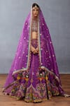 Shop_Torani_Purple Jeni Silk Printed Mughal Round Dil Kusha Aida Bridal Lehenga Set 