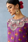 Buy_Torani_Purple Silk Slub Printed Rose Round Dil Kusha Sameena Kurta Set  _Online_at_Aza_Fashions