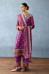 Buy_Torani_Purple Silk Slub Printed Rose Round Dil Kusha Sameena Kurta Set  