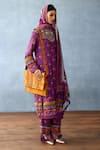 Torani_Purple Silk Slub Printed Rose Round Dil Kusha Sameena Kurta Set  _Online