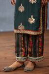 Torani_Green Cotton Silk Embroidery Zari Thread Notched Dil Shaad Maira Kurta Set _at_Aza_Fashions