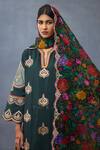 Torani_Green Cotton Silk Embroidery Zari Thread Notched Dil Shaad Maira Kurta Set _Online