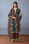 Shop_Torani_Green Cotton Silk Embroidery Zari Thread Notched Dil Shaad Maira Kurta Set _at_Aza_Fashions