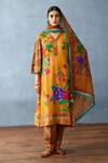 Buy_Torani_Yellow Cotton Silk Printed Heart V Neck Dil Seher Faiza Kurta Set _at_Aza_Fashions