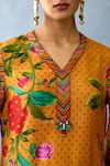 Shop_Torani_Yellow Cotton Silk Printed Heart V Neck Dil Seher Faiza Kurta Set _Online_at_Aza_Fashions