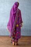 Shop_Torani_Purple Cotton Silk Printed Rose V Neck Dil Kusha Gazal Kurta Set _at_Aza_Fashions