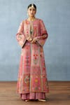 Torani_Pink Cotton Jacquard Digital Printed Dil Ruba Akena Palazzo Set  _Online_at_Aza_Fashions