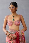 Shop_Torani_Pink Slub Silk Digital Printed Floral Dil Ruba Amari Blouse _Online_at_Aza_Fashions