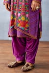 Torani_Purple Jeni Silk Printed Floral Stripe Dil Kusha Khalil Kurta Set _at_Aza_Fashions