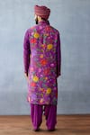 Shop_Torani_Purple Jeni Silk Printed Floral Stripe Dil Kusha Khalil Kurta Set _at_Aza_Fashions