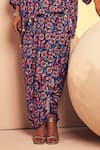 Buy_Aneesh Agarwaal_Blue Crepe Printed Abstract V Neck Poncho And Dhoti Skirt Set  _Online_at_Aza_Fashions