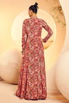 Shop_Aneesh Agarwaal_Red Crepe Printed Kalamkari V Neck Cape Sharara Set  _at_Aza_Fashions