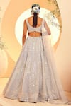 Shop_Aneesh Agarwaal_Blue Organza Embroidery Foil V Persian Mirror And Bridal Lehenga Set  _at_Aza_Fashions