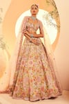 Buy_Aneesh Agarwaal_Ivory Organza Embroidery Gardenia Mirror And Abla Bridal Lehenga Set  _Online_at_Aza_Fashions