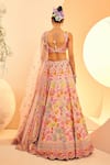 Shop_Aneesh Agarwaal_Peach Organza Embroidery Sequins Queen Boho Garden Bridal Lehenga Set  _at_Aza_Fashions